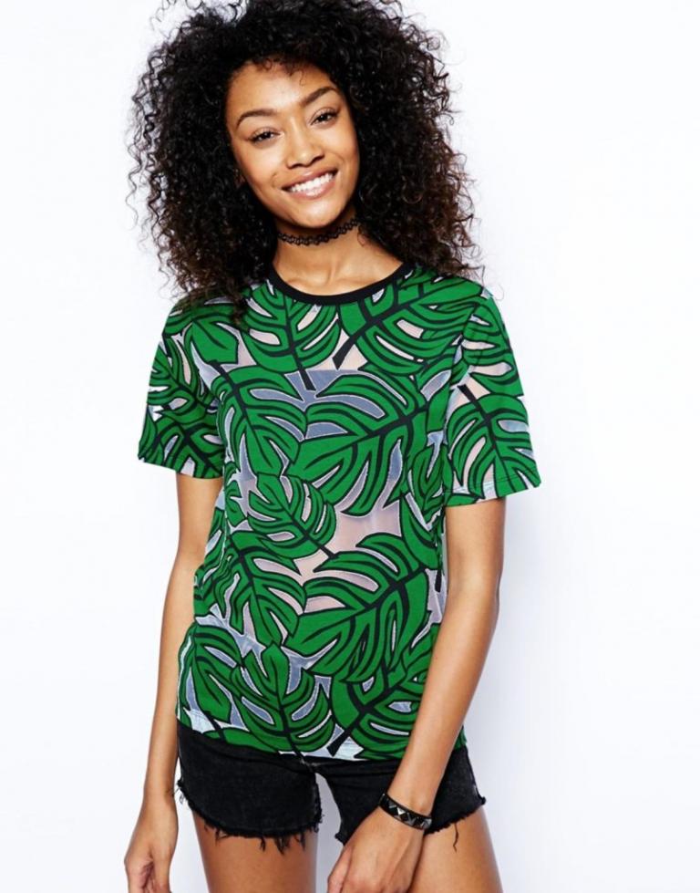 13461 Palm Leaf Print Top main image 1